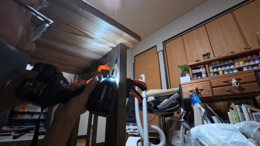 L字テーブルの設置